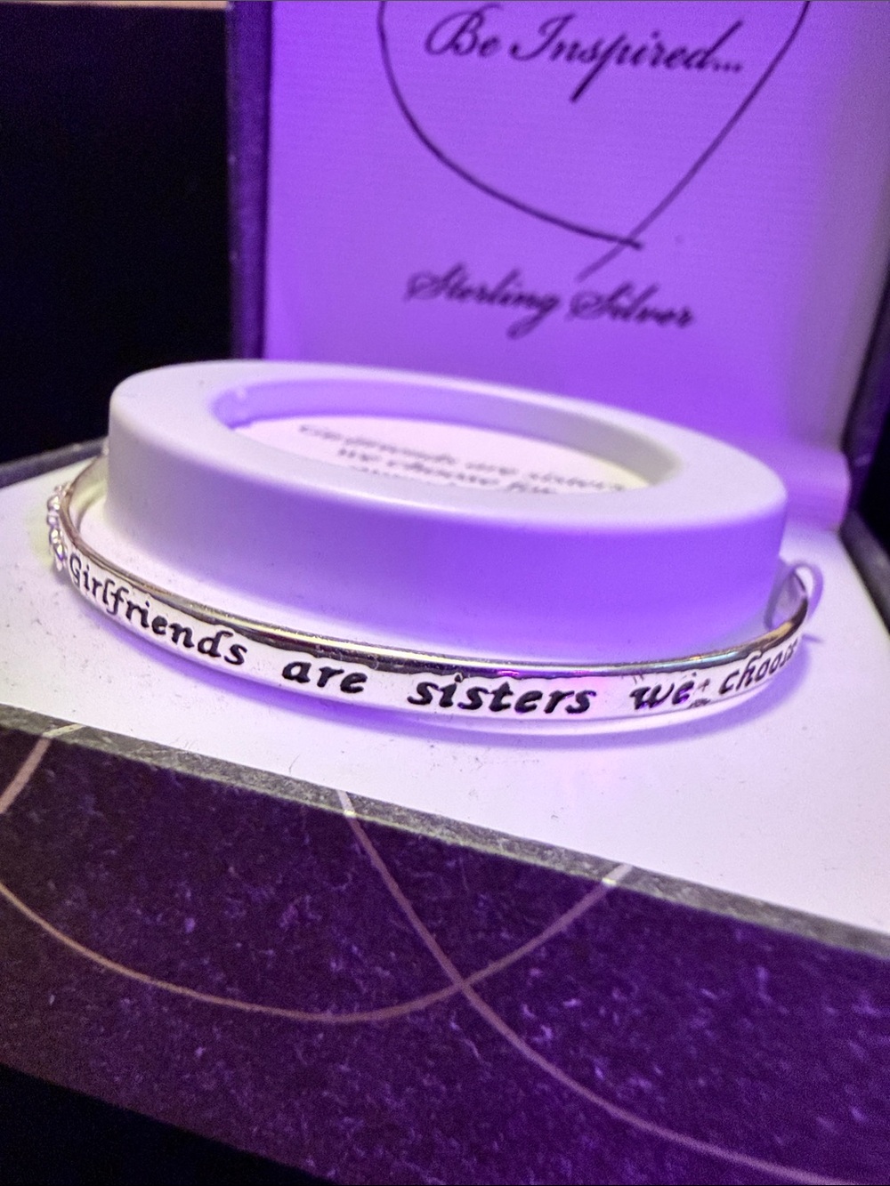 Sterling Silver "Girlfriends Are Sisters" Inscribed Bangle